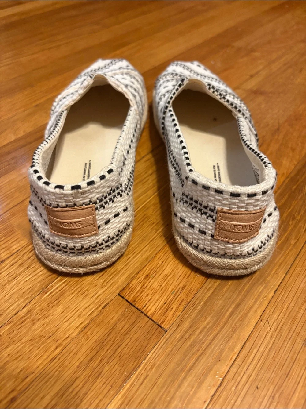 Toms Striped Woven Espadrilles in Cream and Black